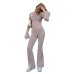 Floral Lace Long Sleeve High Waist Flared Trousers Set for Women