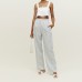 Style Pure Linen Sleeveless Tank Top Women's Summer Simple Large Pure Color Top Back Opening Button Belly-Baring Square Neck Strap