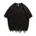 Structural splicing solid color loose small collar short sleeved T