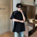 Printed handmade nail bead short sleeved silhouette half sleeved top