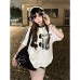 Retro letter printed short sleeved loose round neck top jersey