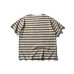 Tie bag contrasting color loose small collar striped short sleeved men