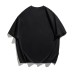 Color blocking splicing label design for loose casual short sleeves