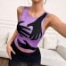 Women's Fashion Trend Sleeveless Position Printing Palm Round Neck Slim Crop Top