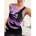 Women's Fashion Trend Sleeveless Position Printing Palm Round Neck Slim Crop Top