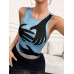 Women's Fashion Trend Sleeveless Position Printing Palm Round Neck Slim Crop Top