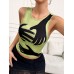 Women's Fashion Trend Sleeveless Position Printing Palm Round Neck Slim Crop Top