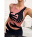 Women's Fashion Trend Sleeveless Position Printing Palm Round Neck Slim Crop Top