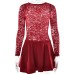 Lace Short Skirt Round Neck Hollow Splicing Satin Dress
