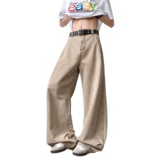 Retro loose straight leg hanging feeling pinch pleated wide leg casual pants
