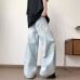 Retro loose straight leg hanging feeling pinch pleated wide leg casual pants