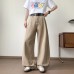 Retro loose straight leg hanging feeling pinch pleated wide leg casual pants