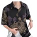 Ice silk ink printed shirt short sleeved beach flower shirt