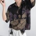 Ice silk ink printed shirt short sleeved beach flower shirt