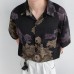 Ice silk ink printed shirt short sleeved beach flower shirt