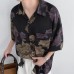 Ice silk ink printed shirt short sleeved beach flower shirt