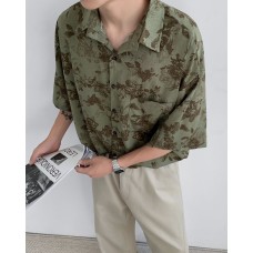Retro short sleeved floral loose casual shirt