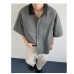 Simple contrasting color lapel short sleeved shirt casual workwear shirt
