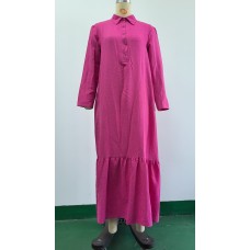 Loose Shirt Dress Solid Color Casual Fashion Button Long Dress