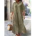 Loose Shirt Dress Solid Color Casual Fashion Button Long Dress