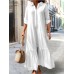 Loose Shirt Dress Solid Color Casual Fashion Button Long Dress