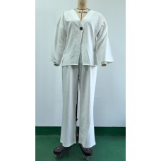 Suit Solid Color Casual Fashion Cardigan Top and Long Pants for Women