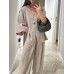 Suit Solid Color Casual Fashion Cardigan Top and Long Pants for Women