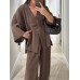 Suit Solid Color Casual Fashion Cardigan Top and Long Pants for Women
