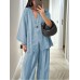 Suit Solid Color Casual Fashion Cardigan Top and Long Pants for Women