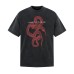 Streetwear Washed Snake Design Short Sleeve T-Shirt Men's  Personalized Loose Couple Top