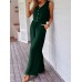 Sleeveless Buttoned Top with Casual Pocket Wide-Leg Pants Set for Women