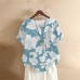 Printed Shirt Women's  Loose Short Sleeve Summer Top