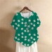Printed Shirt Women's  Loose Short Sleeve Summer Top