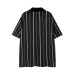 Color Block Letter Print Stripe Collar Short Sleeve T-Shirt Men Casual Loose Top