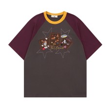 Fun Dog Applique Design Short Sleeve T-Shirt Men  Loose Fit Unisex Top