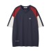Color Block Letter Print V-Neck Short Sleeve T-Shirt Unisex Loose Casual Couple Tee