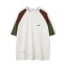 Color Block Letter Print V-Neck Short Sleeve T-Shirt Unisex Loose Casual Couple Tee