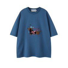 Cute Dachshund Towel Embroidery Trendy Short Sleeve T-Shirt Men Loose Casual Versatile Couple Ins Top