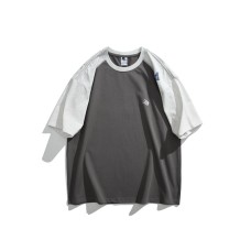 Color blocked shoulder sleeves round neck short sleeves Color blocked shoulder sleeves round neck short sleeves