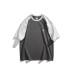 Color blocked shoulder sleeves round neck short sleeves