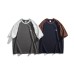 Color blocked shoulder sleeves round neck short sleeves