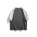 Color blocked shoulder sleeves round neck short sleeves
