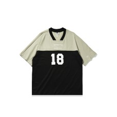 Color blocking splicing V-neck short sleeved men