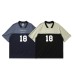 Color blocking splicing V-neck short sleeved men