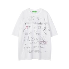 Handwritten letter graffiti casual loose men's and women's short sleeves