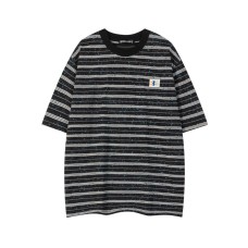 Striped patchwork color speckled round neck men's and women's short sleeves Striped patchwork color speckled round neck men's and women's short sleeves