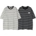 Striped patchwork color speckled round neck men's and women's short sleeves