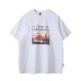 Sunset letter print casual loose men's and women's short sleeves