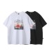 Sunset letter print casual loose men's and women's short sleeves