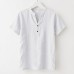 Men's loose short sleeved solid color shirt
